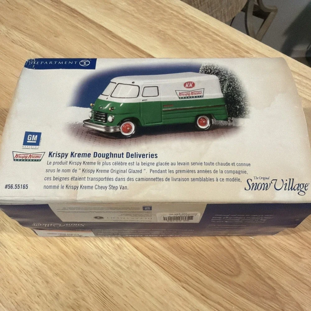 Vtg '02 Dept 56 Snow Village Accessory ~ Krispy Kreme Doughnut Deliveries #55165